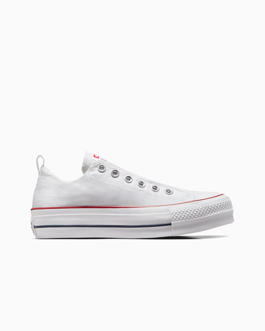 Pantofi Platforma Dama Converse Chuck Taylor All Star Lift Slip Low Top Albi Rosii Albastri | RO CSOFI046